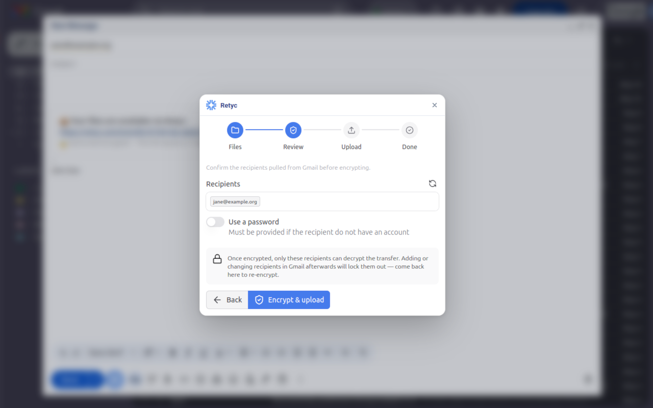 Reviewing recipients before encryption