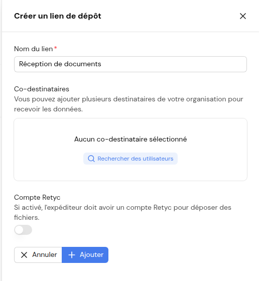 Créer un lien de dépôt