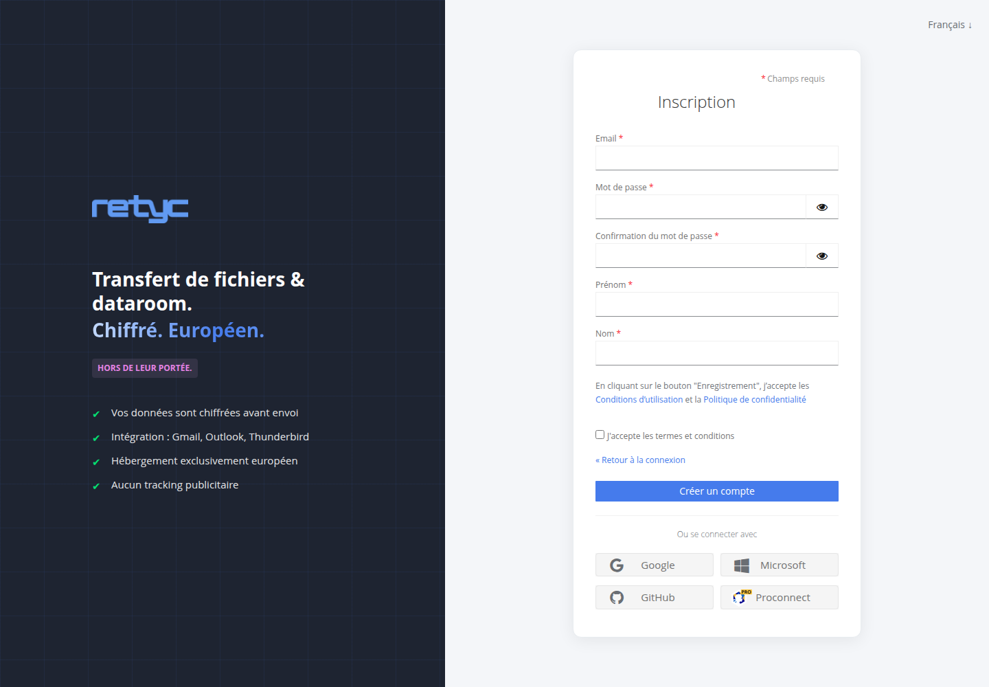 Inscription Retyc