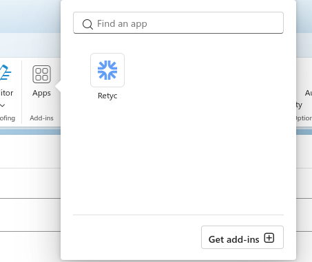 Icône Retyc dans le panneau Apps