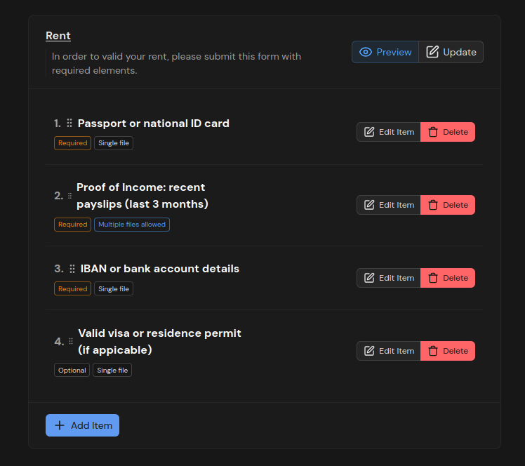 Modèle de transfert formulaire